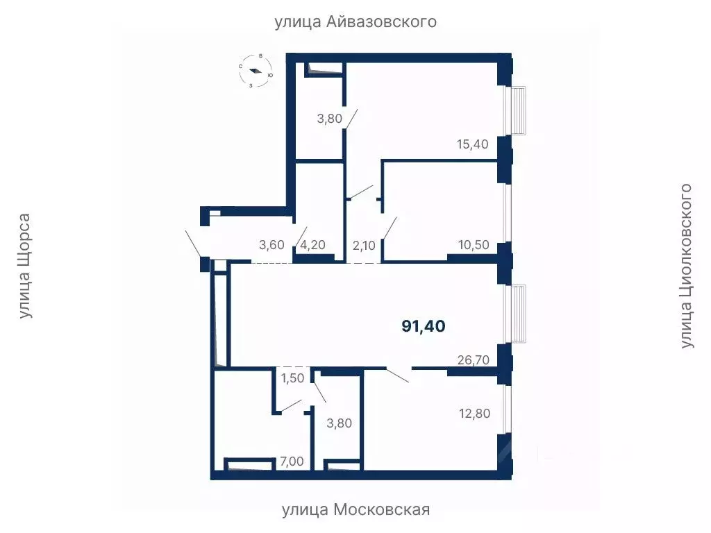 3-к кв. Свердловская область, Екатеринбург ул. Московская, 247А (91.4 ... - Фото 1