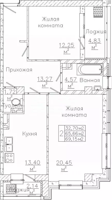 2-к кв. Ростовская область, Батайск ул. Луначарского, 177 (70.0 м) - Фото 1