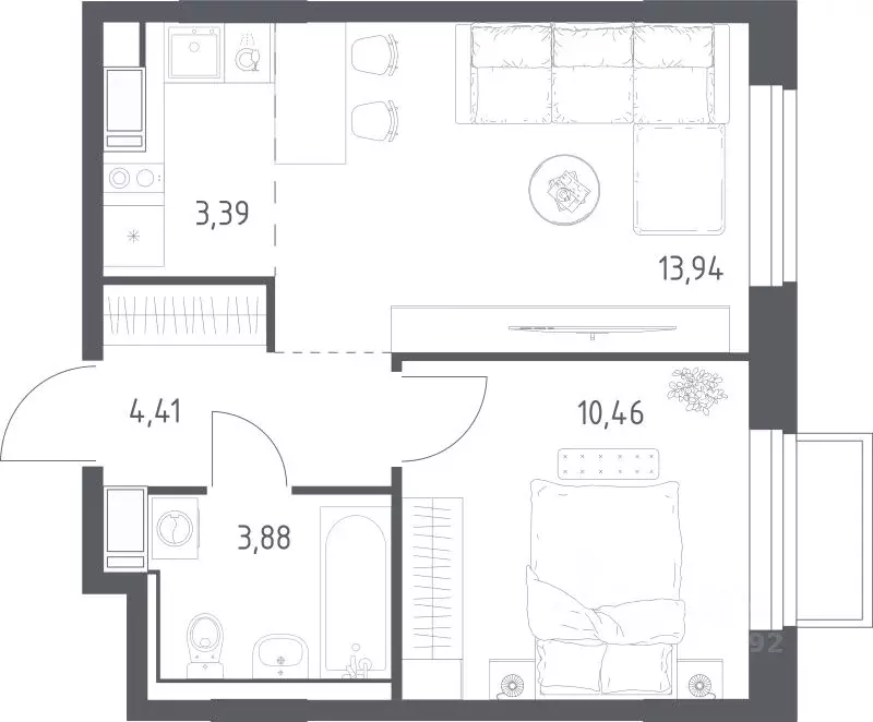 1-к кв. Московская область, Люберцы городской округ, Мирный пгт ... - Фото 1