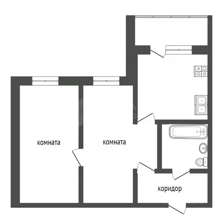 2-к кв. Тюменская область, Тюмень Волгоградская ул., 67 (44.0 м) - Фото 2