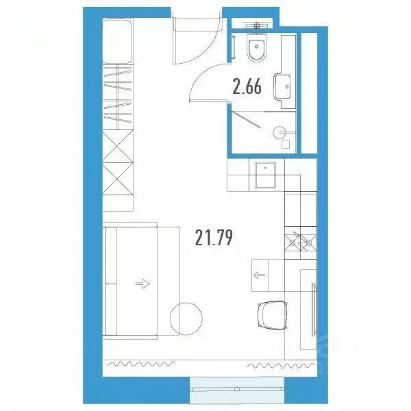 Студия Санкт-Петербург Ленинский просп., 153уч1 (24.45 м) - Фото 0