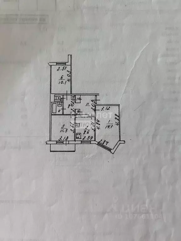 3-к кв. Липецкая область, Липецк ул. Имени Генерала Меркулова, 19 ... - Фото 2