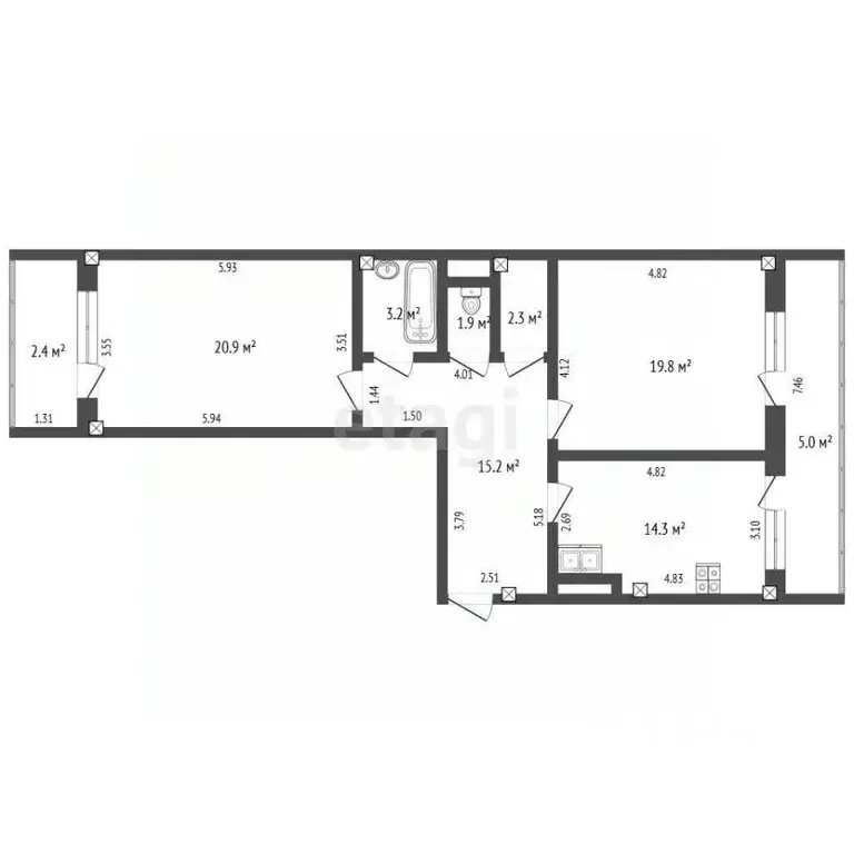 2-к кв. Чувашия, Чебоксары просп. Максима Горького, 30к1 (51.2 м) - Фото 2