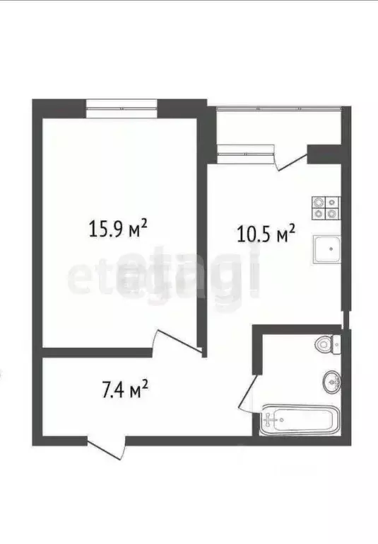1-к кв. Калининградская область, Калининград Первомайская ул., 5 (40.4 ... - Фото 2