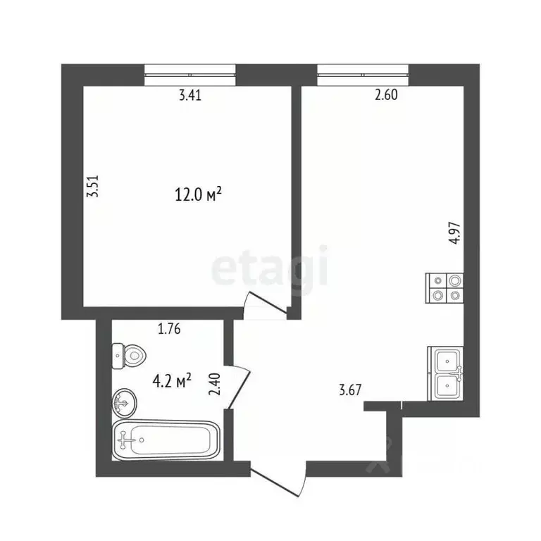 1-к кв. Тюменская область, Тюмень ул. Республики, 204к10 (32.0 м) - Фото 2