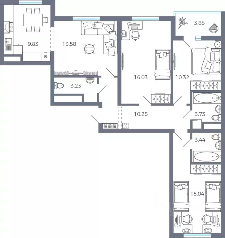 3-к кв. Самарская область, Волжский район, Лопатино с/пос, пос. ... - Фото 1