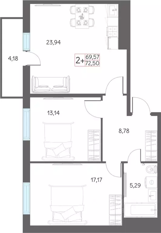 3-к кв. Тюменская область, Тобольск 7А мкр, 29 (72.5 м) - Фото 1