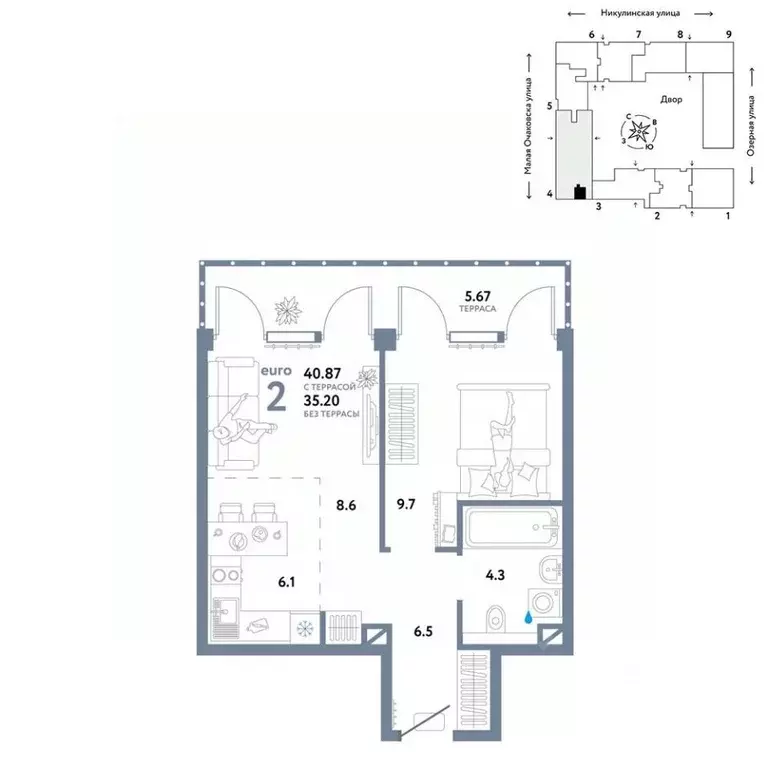 2-к кв. Москва Озерная ул., 42С7 (40.87 м) - Фото 0