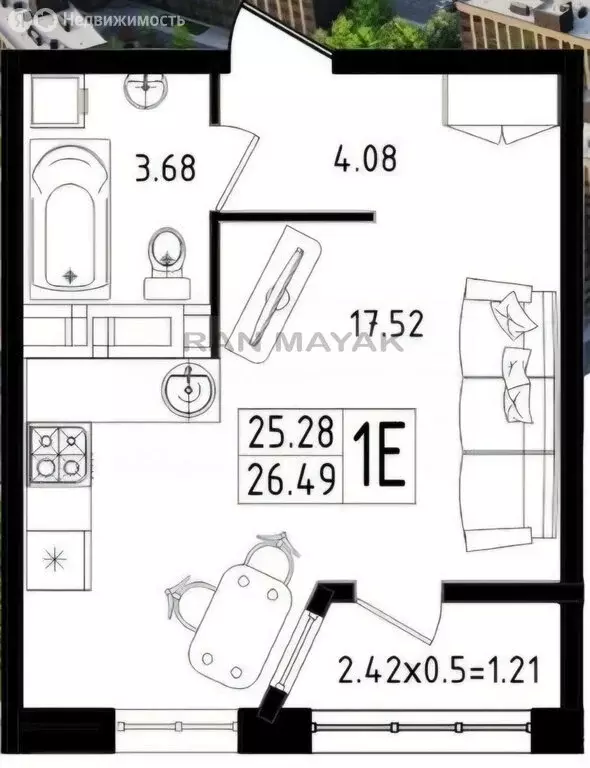 Квартира-студия: Майкоп, Степная улица, 2 (26.5 м) - Фото 2