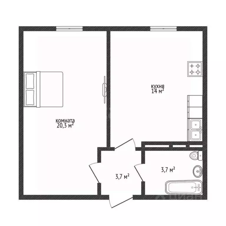1-к кв. Адыгея, Тахтамукайский район, Старобжегокайское с/пос, Новая ... - Фото 1