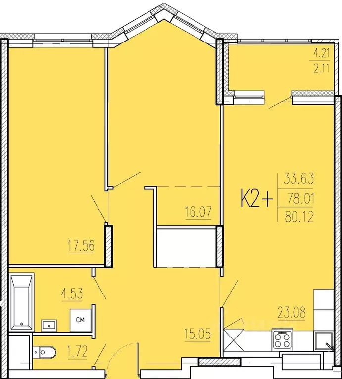 3-к кв. Пензенская область, Пенза ул. Студеный Кордон, 48 (80.12 м) - Фото 0