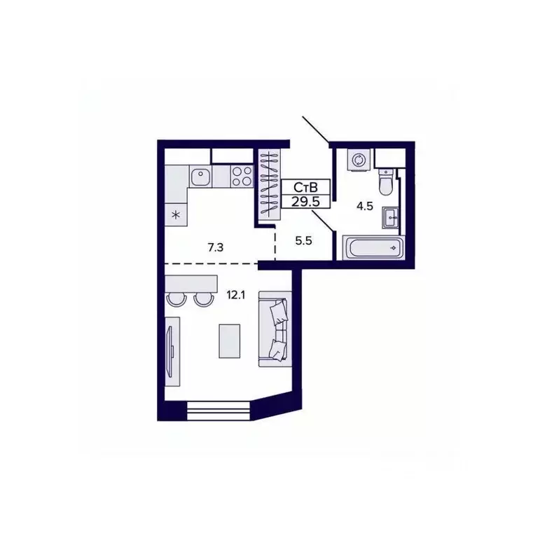 Студия Хабаровский край, Хабаровск ул. Карла Маркса, 96/1 (29.56 м) - Фото 1