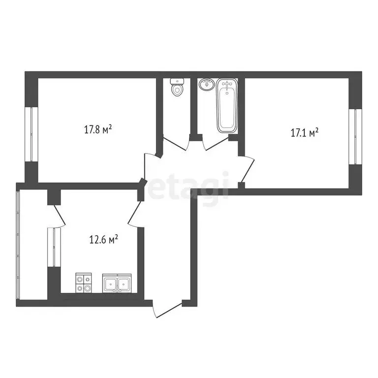 2-комнатная квартира: деревня Красненькая, Совхозная улица, 210к3 ... - Фото 0