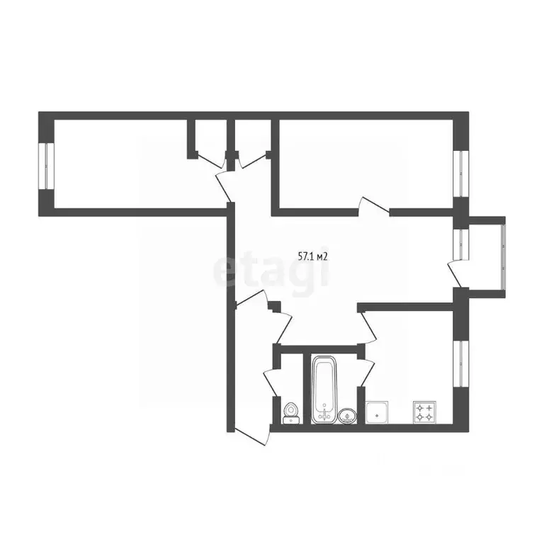 3-к кв. Тюменская область, Тюмень ул. Республики, 171 (57.1 м) - Фото 2
