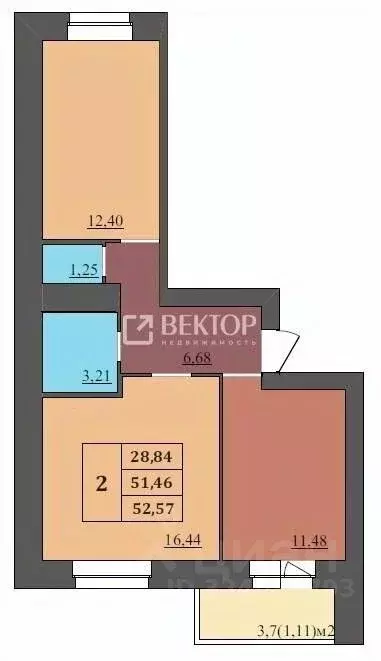 2-к кв. Ярославская область, Ярославль ул. Комкора Хрипина, 3 (50.67 ... - Фото 1