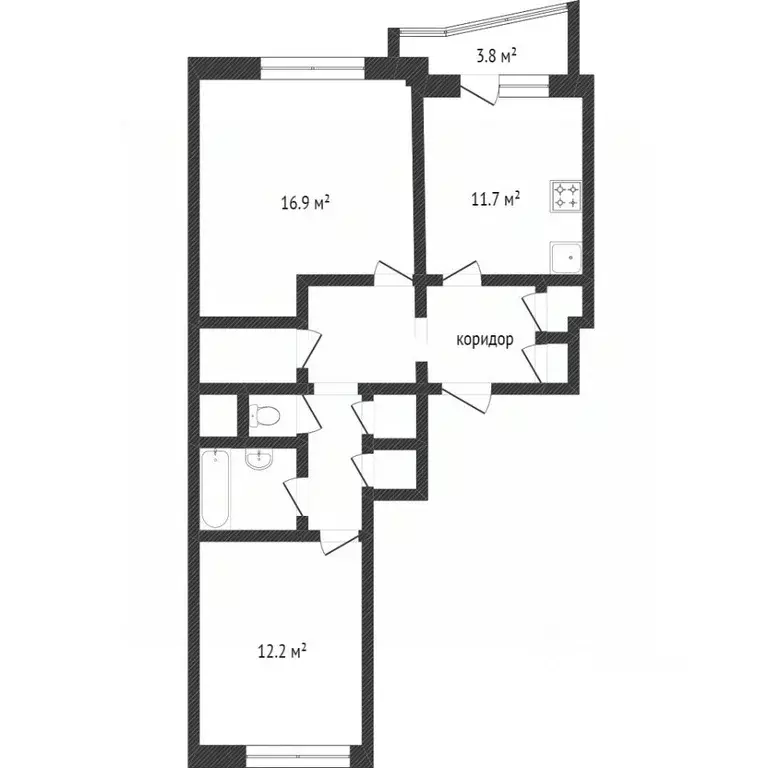 2-к кв. Калужская область, Калуга ул. Фомушина, 8к1 (59.7 м) - Фото 2