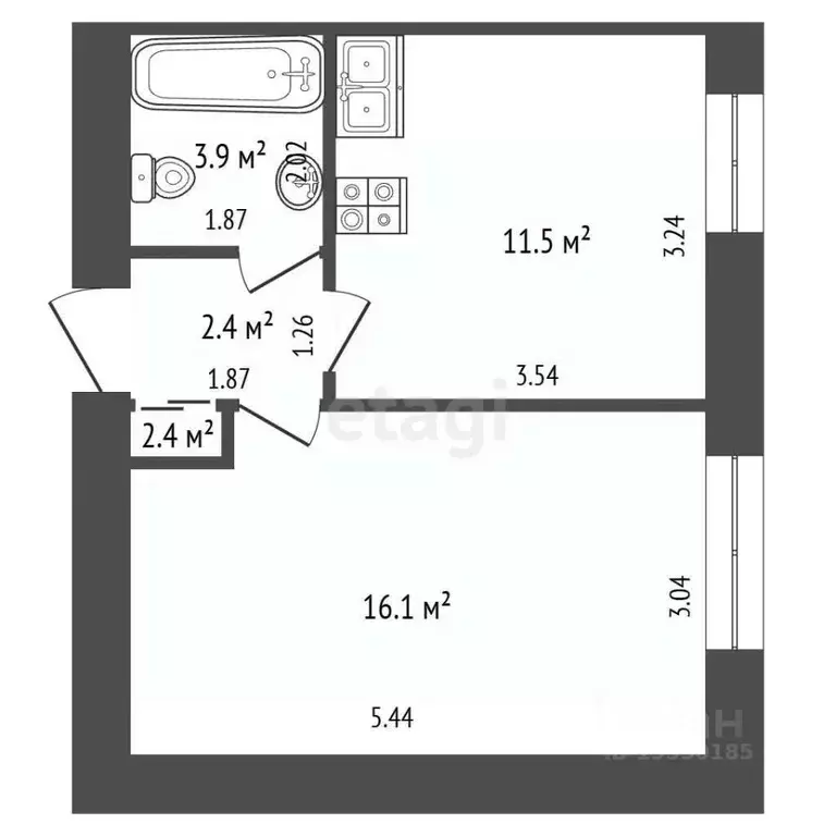 1-к кв. Самарская область, Самара Стационарный пер., 11 (34.3 м) - Фото 2