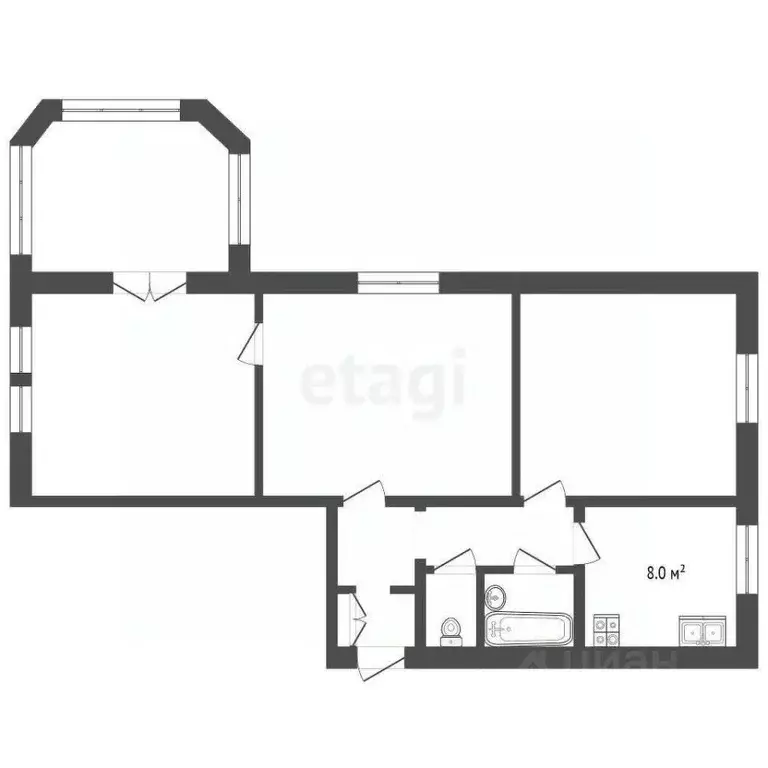 3-к кв. Ярославская область, Ярославль ул. Жукова, 19а (62.1 м) - Фото 2