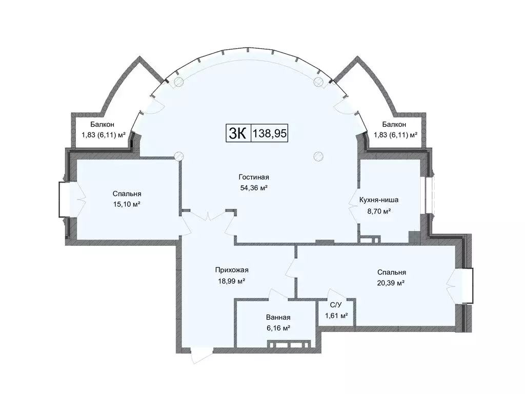 3-комнатная квартира: Каспийск, улица М. Халилова, 1А (138.92 м) - Фото 0