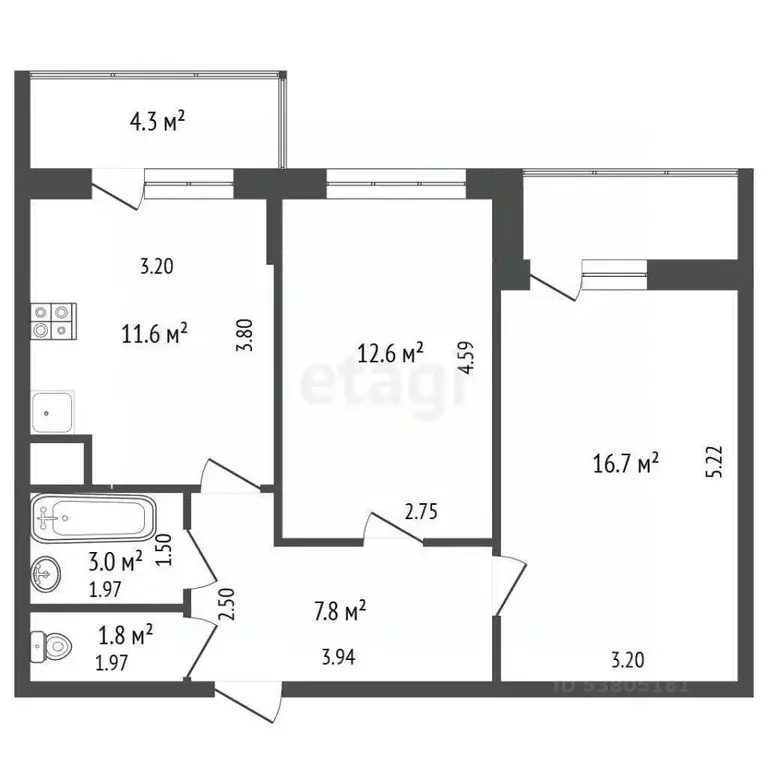2-к кв. Ростовская область, Батайск пер. Талалихина, 30к1 (57.5 м) - Фото 2