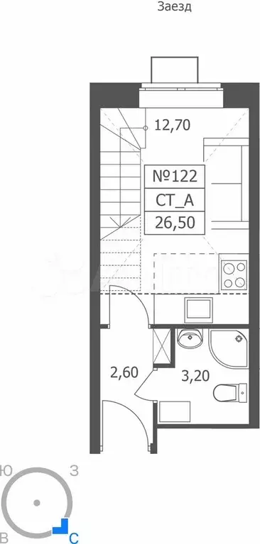 Квартира-студия, 26,5 м, 11/11 эт. - Фото 0