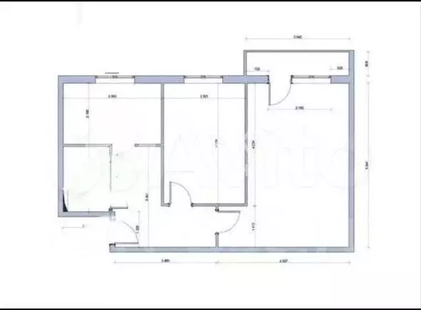 2-к. квартира, 44,7 м, 2/5 эт. - Фото 0