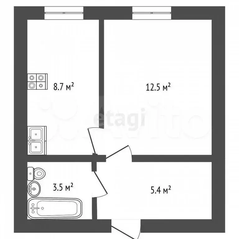 1-к. квартира, 30 м, 7/7 эт. - Фото 0