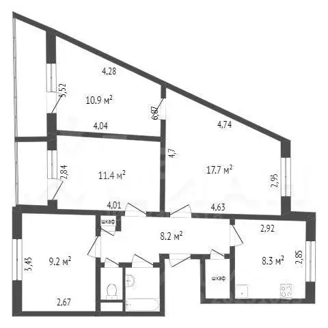 4-к кв. белгородская область, старый оскол буденного мкр, 6 (75.0 м) - Фото 1