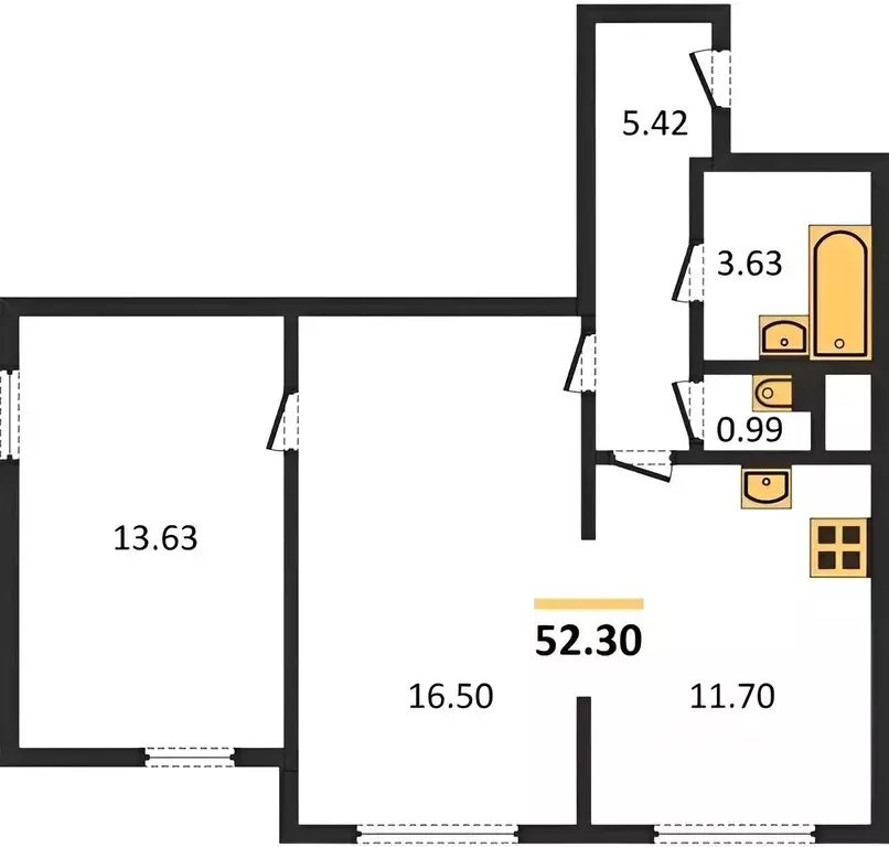 2-к кв. Санкт-Петербург Парашютная ул., 61к3 (53.0 м) - Фото 1