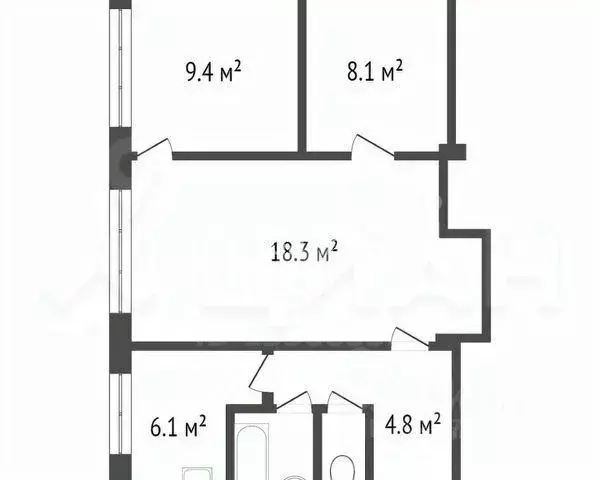 3-к кв. Калужская область, Калуга Карачевская ул., 5 (49.9 м) - Фото 1