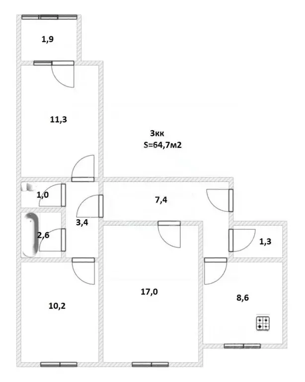 3-к кв. Калининградская область, Калининград ул. Адмирала Макарова, 3 ... - Фото 2