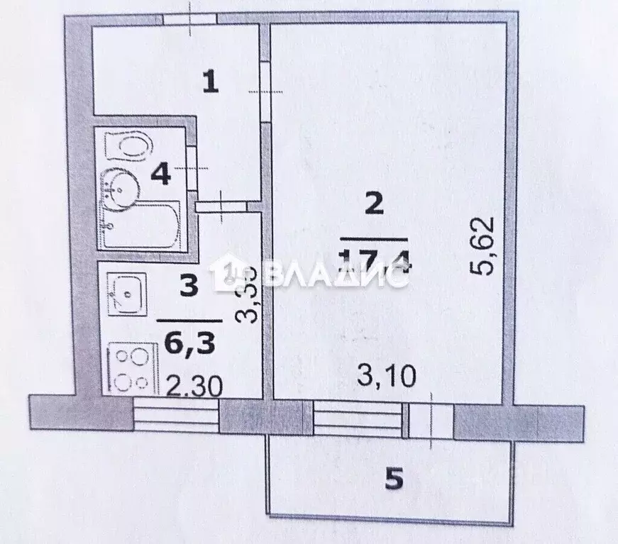 1-к кв. Белгородская область, Белгород ул. 5 Августа, 38 (31.11 м) - Фото 2
