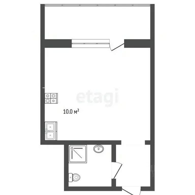 Студия Тюменская область, Тюмень Харьковская ул., 69а (17.0 м) - Фото 2
