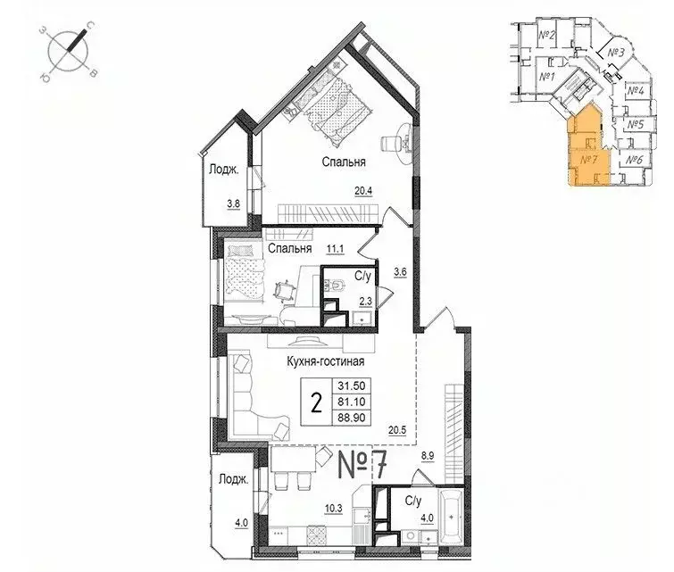 3-к кв. Московская область, Наро-Фоминск ул. Новикова, 20/1 (89.9 м) - Фото 0