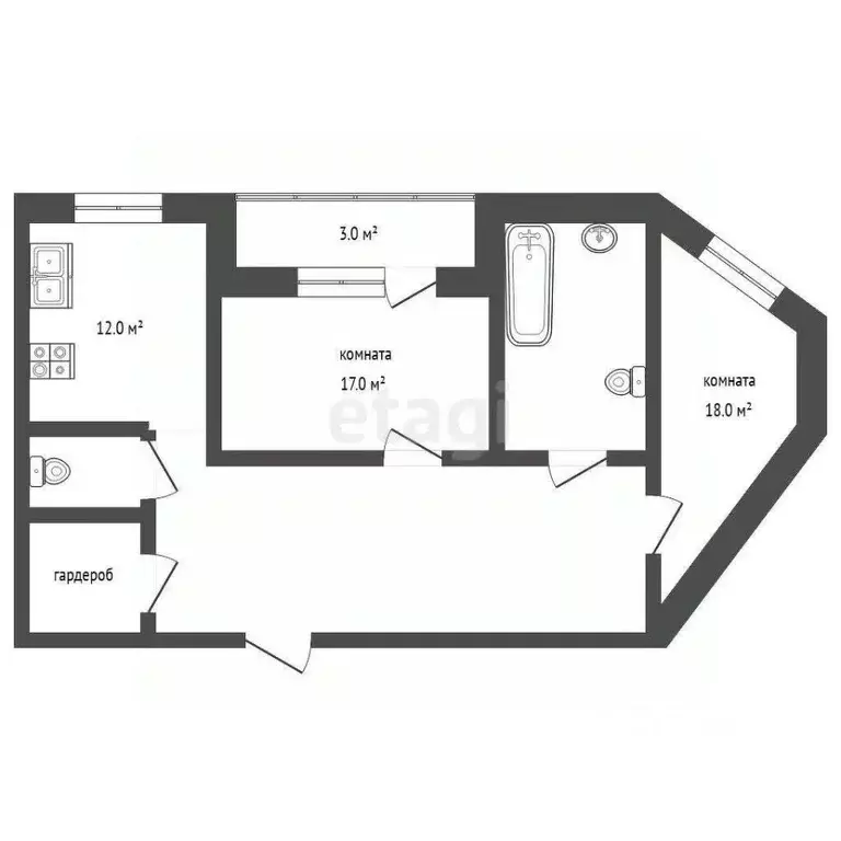 2-к кв. Московская область, Лобня бул. Лобненский, 12 (66.9 м) - Фото 1