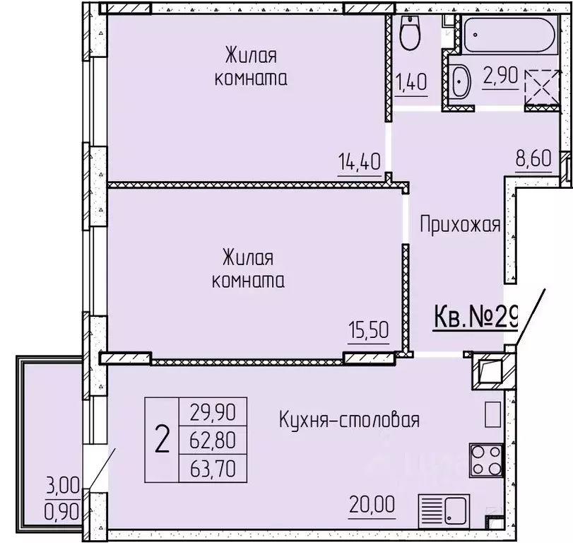 2-к кв. Ростовская область, Батайск ул. Макаровского, 4к1 (64.0 м) - Фото 0