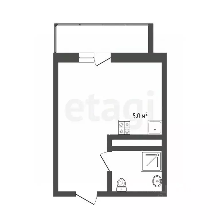 Студия Тюменская область, Тюмень ул. Краснооктябрьская, 16 (20.2 м) - Фото 2