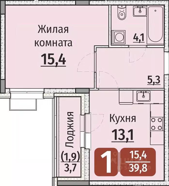 1-к кв. Чувашия, Чебоксары ул. Энергетиков (41.65 м) - Фото 0