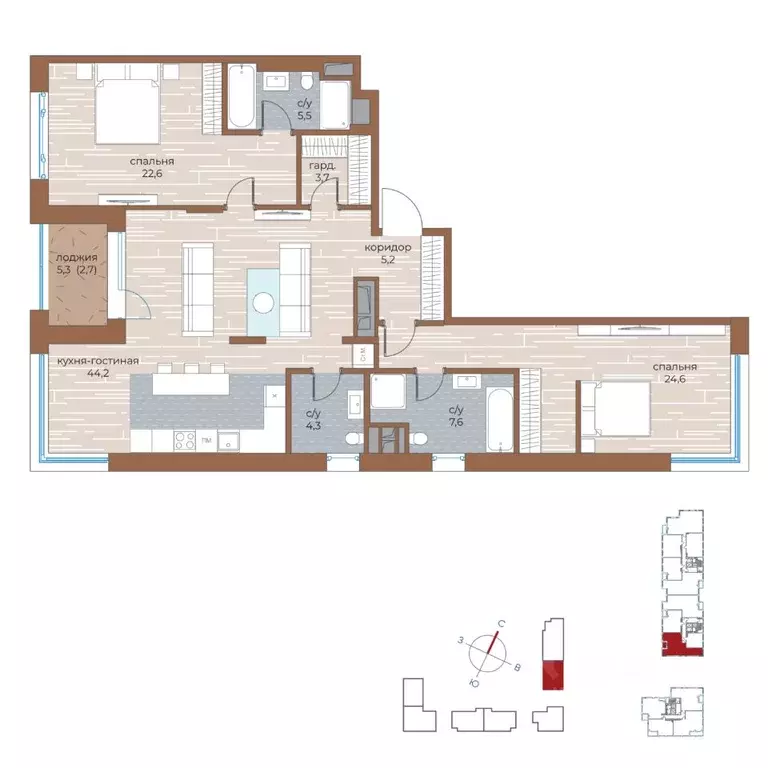 3-к кв. Москва ул. Нижние Мневники, 7 (122.4 м) - Фото 1