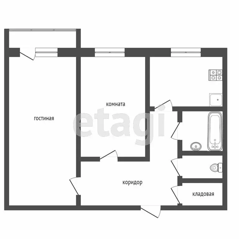 2-комнатная квартира: Прокопьевск, улица Гайдара, 5А (56 м) - Фото 0