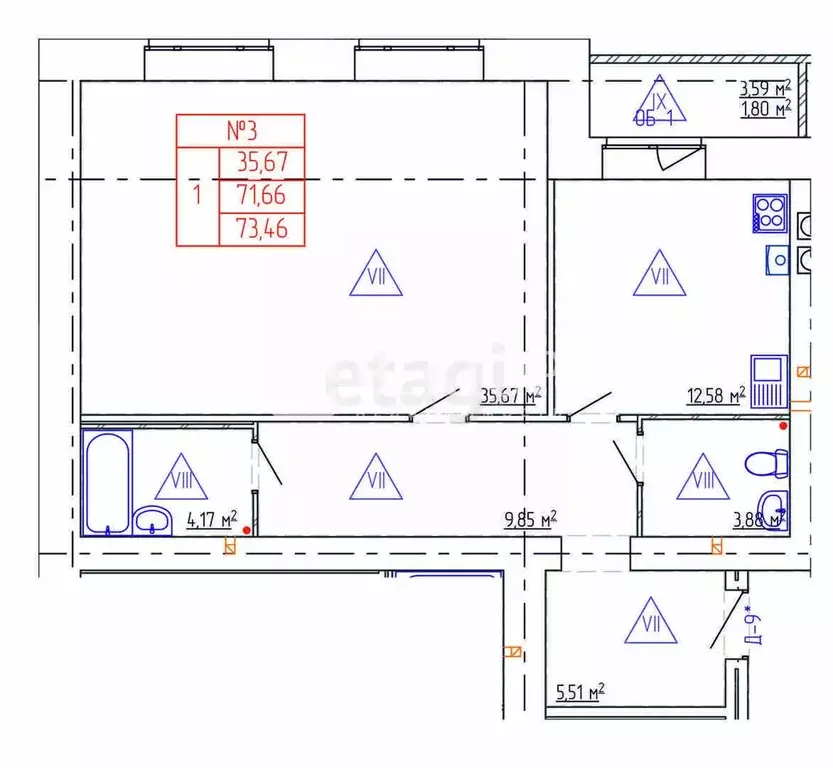 2-к кв. Костромская область, Кострома проезд 7-й Окружной, 5 (74.1 м) - Фото 1