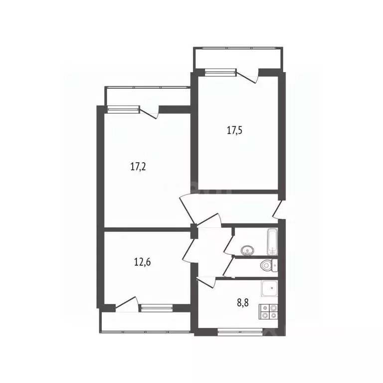 2-к кв. Белгородская область, Белгород бул. Юности, 19 (53.4 м) - Фото 2