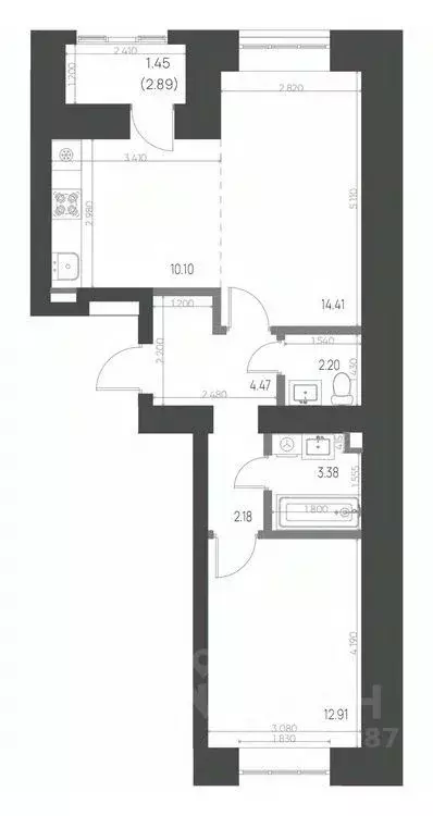 2-к кв. Татарстан, Нижнекамск 15-й мкр,  (51.1 м) - Фото 0