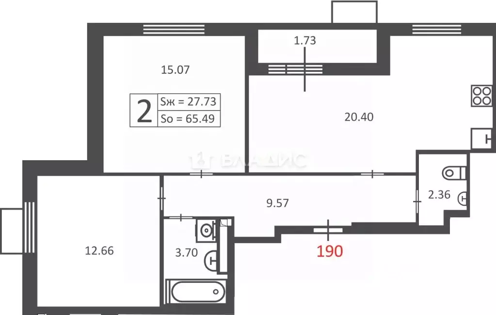 2-к кв. Москва 3-я Прядильная ул., вл4 (65.49 м) - Фото 2