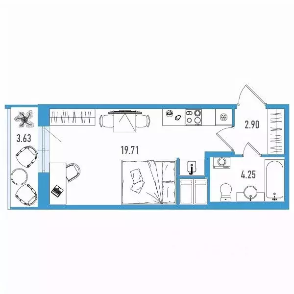 Студия Санкт-Петербург ул. Тельмана, 37 (27.95 м) - Фото 0
