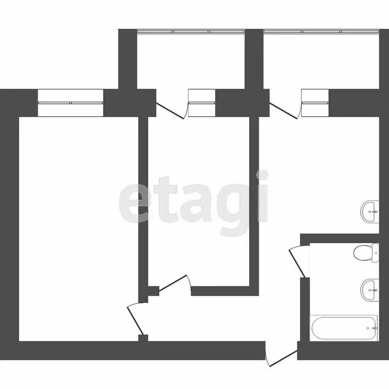 2-комнатная квартира: Томск, улица Сергея Вицмана, 37 (48 м) - Фото 1