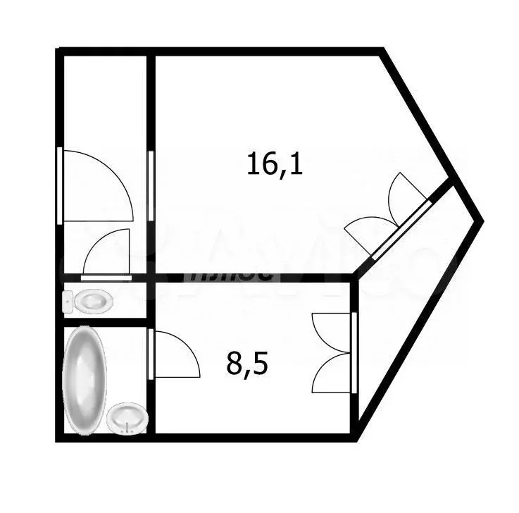 1-к. квартира, 32,9 м, 8/11 эт. - Фото 0