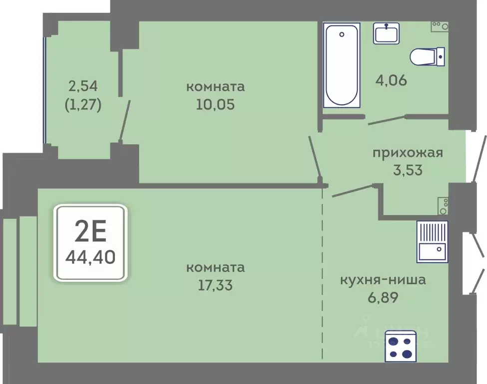 2-к кв. Пермский край, Пермь Кировоградская ул., 28 (44.4 м) - Фото 1