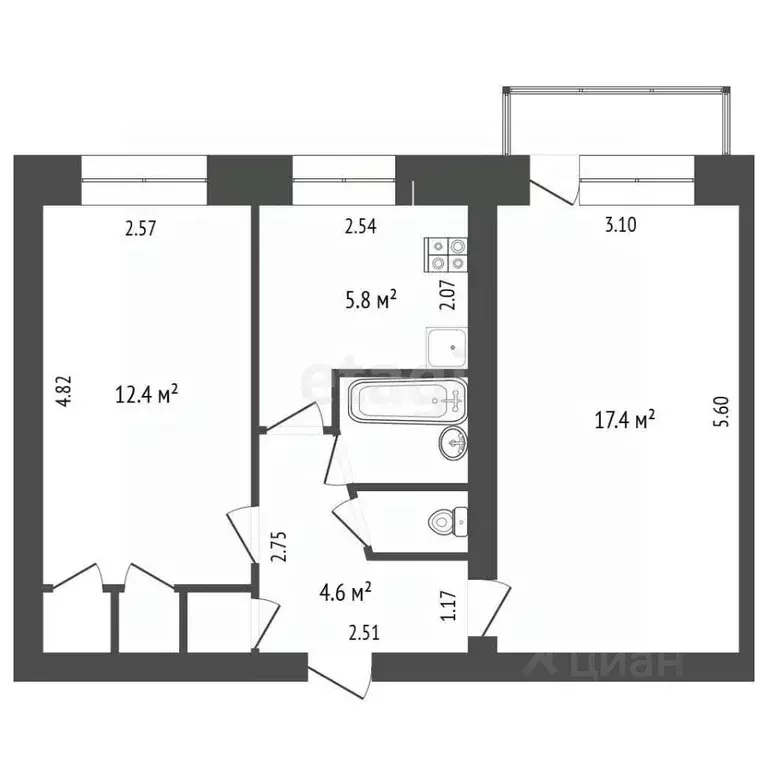 2-к кв. Удмуртия, Ижевск Удмуртская ул., 247 (45.0 м) - Фото 1