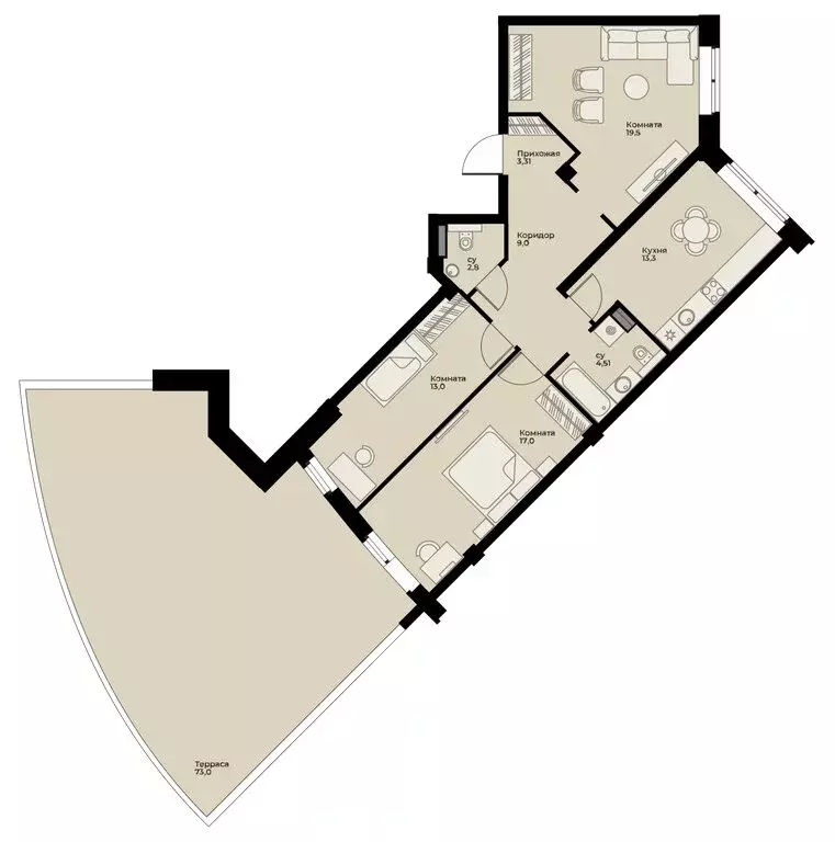 4-комнатная квартира: Сухой Лог, улица Белинского, 40 (82.7 м) - Фото 0